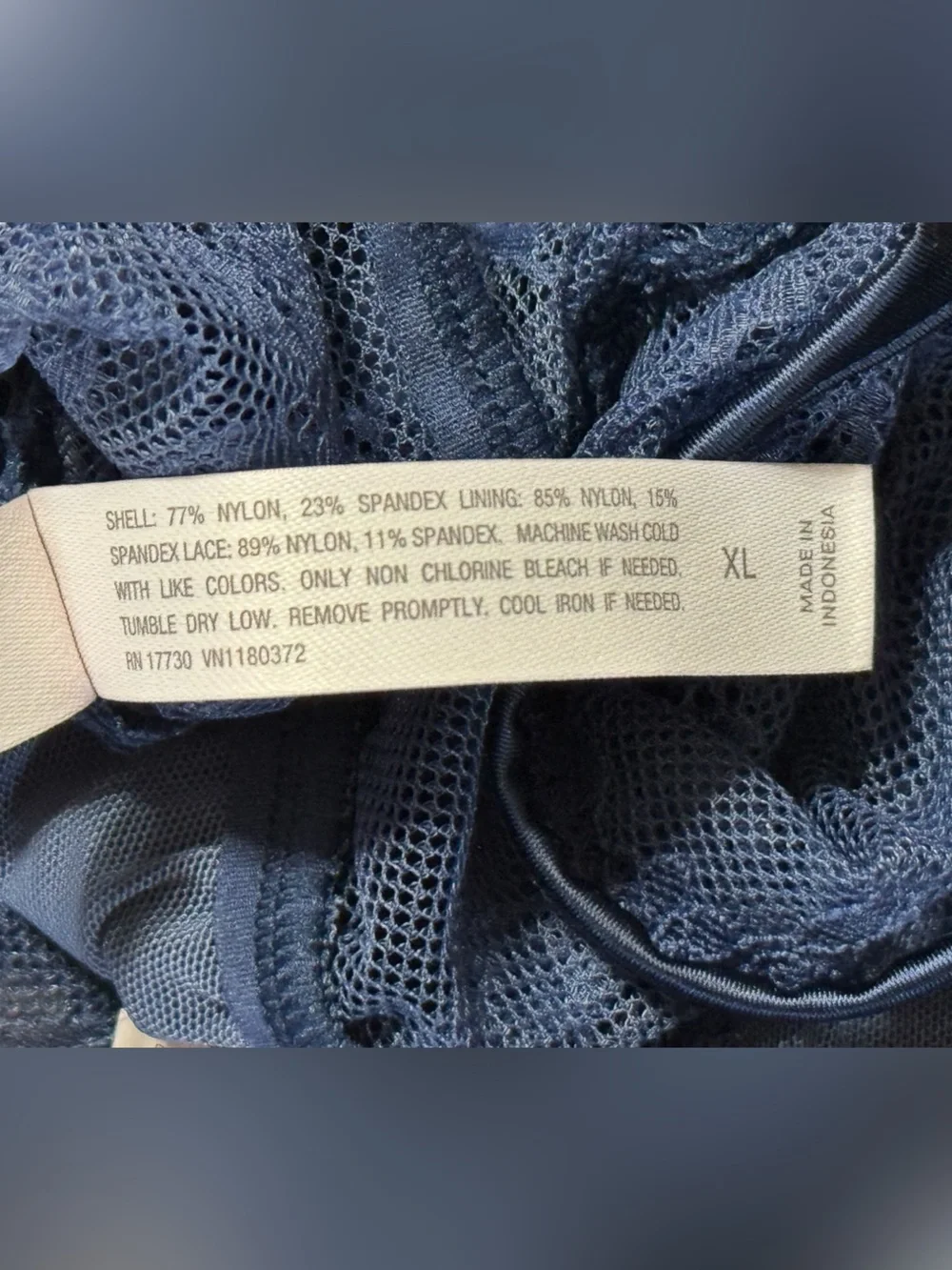 Auden Satin & Lace Unlined Bralette Navy Blue NWT
